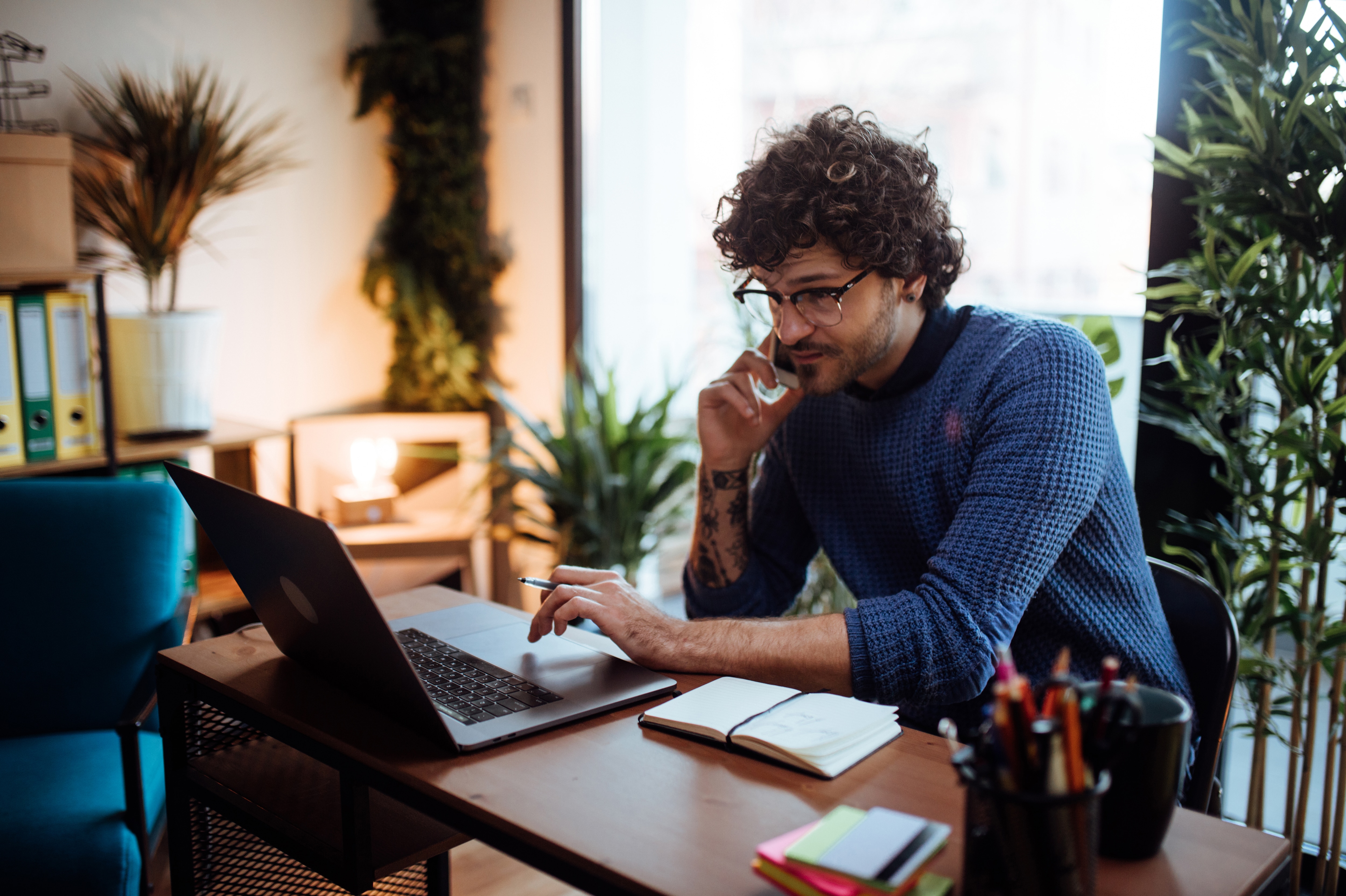 man working at desk