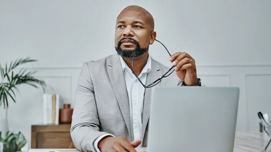 man using laptop
