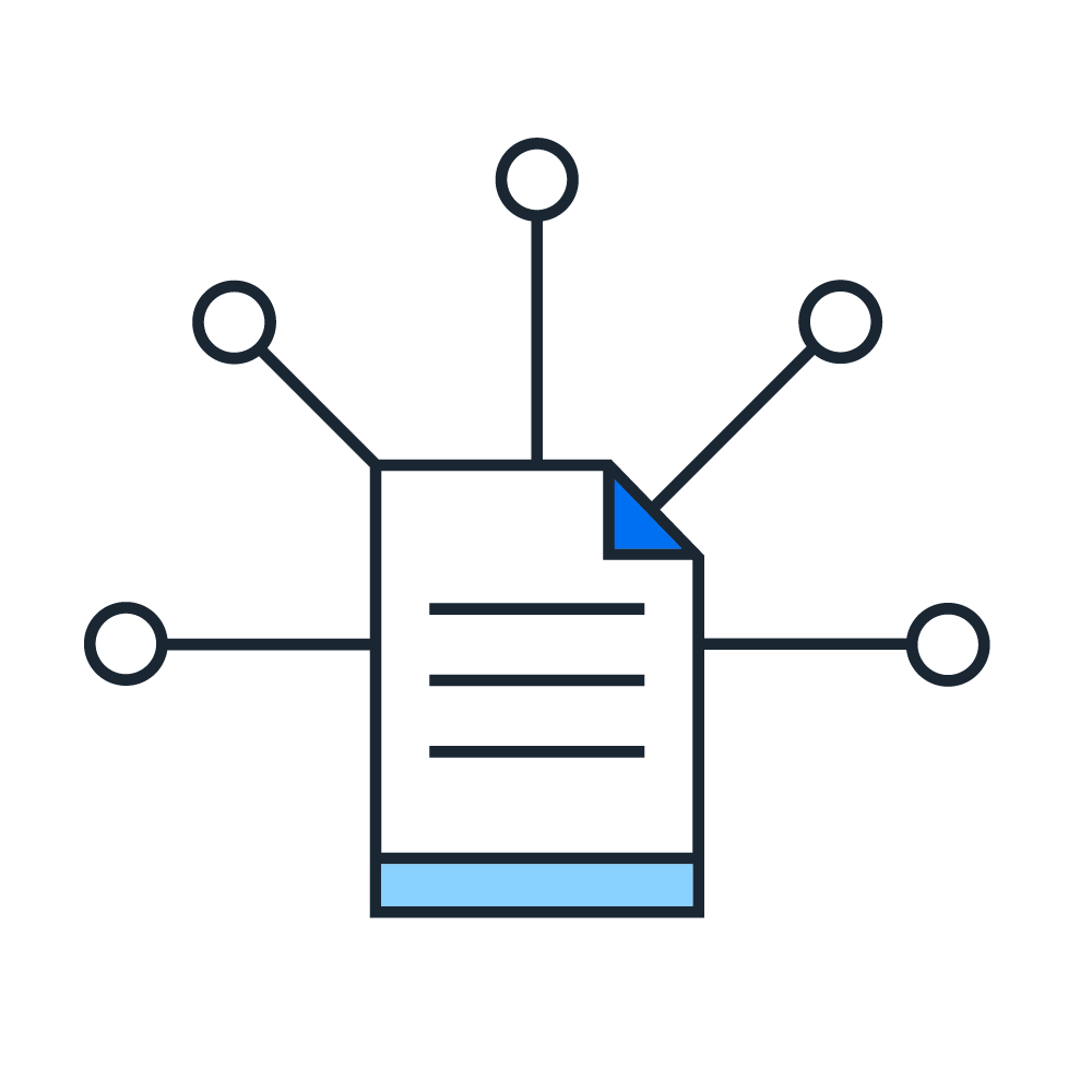 Document with spokes pictogram